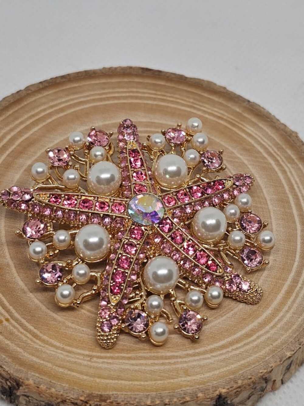 Starfish and Pearl Brooch